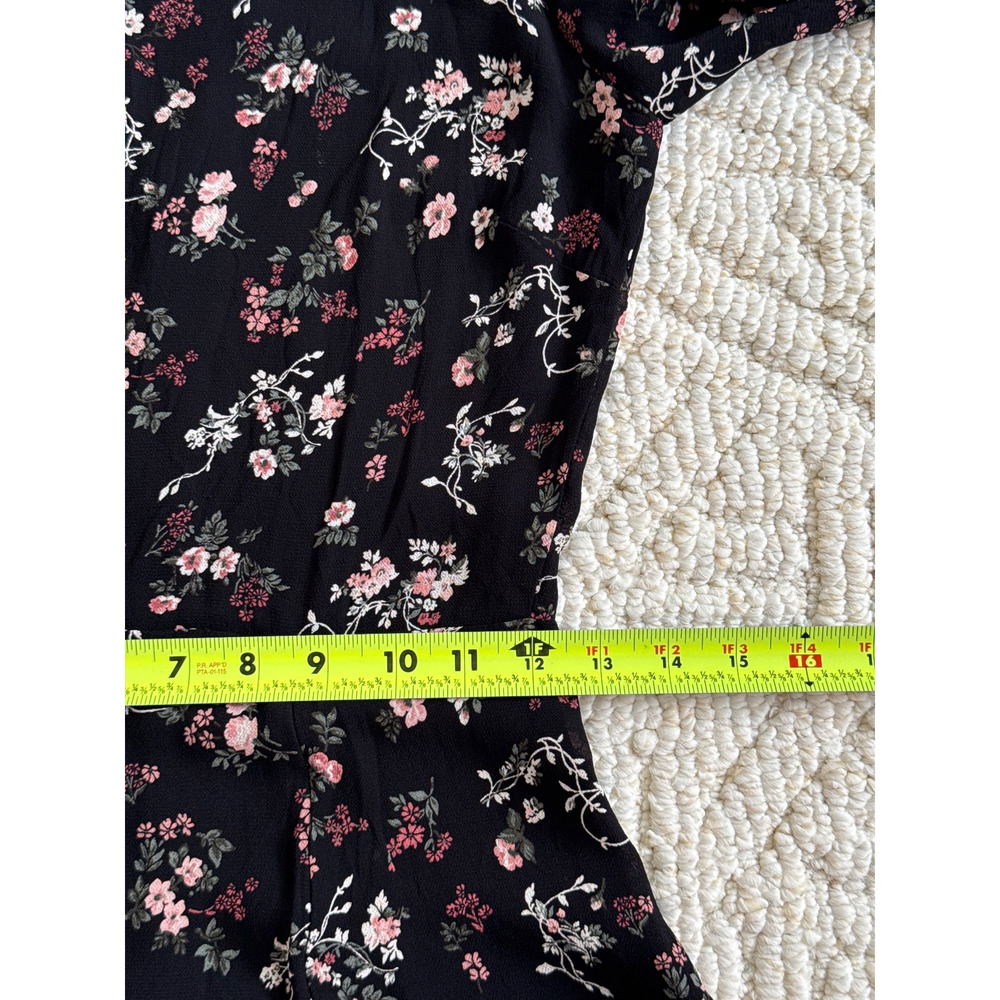 Reformation Black Floral Mini Dress Size 0(?) Puff Sleeve Romantic Boho Cottage - Picture 8 of 8